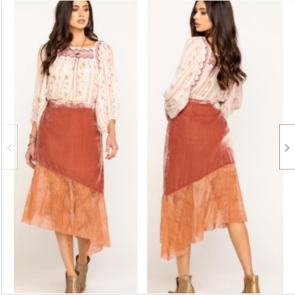 Free People Dresses & Skirts - NWT Free People My Lacey Velvet Midi Skirt Sheer